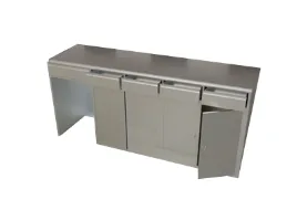 MESA DE LABORATORIO CON SUPERFICIE DE ACERO INOXIDABLE ESTRUCTURA METALICA LAMINA 1/32